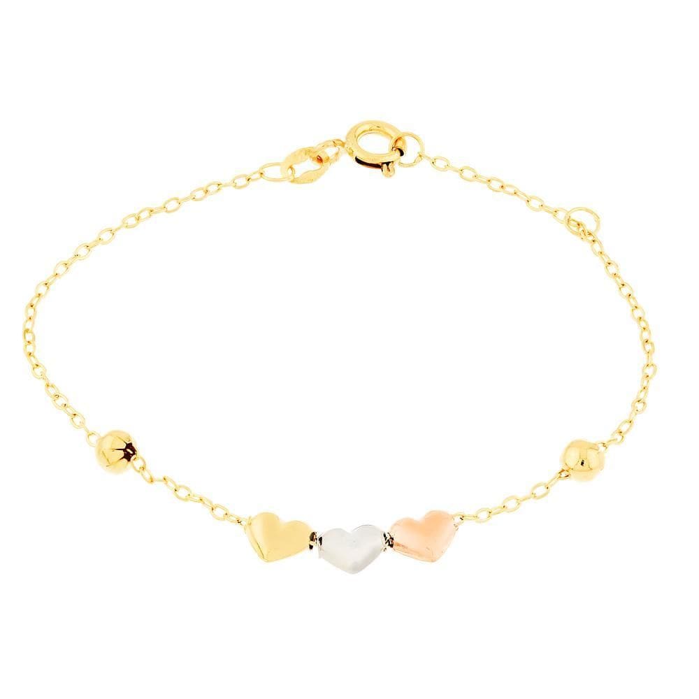 Pulseira Dourada 3 Corações Pux0143