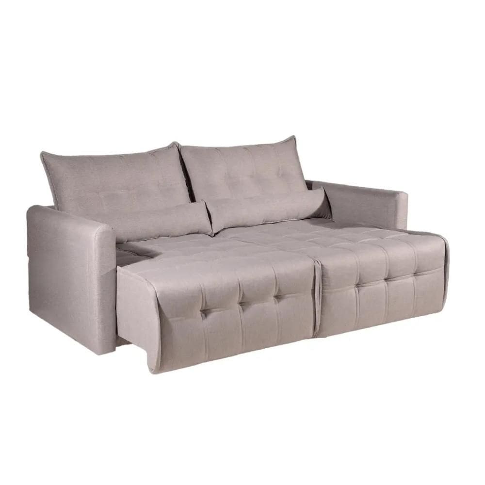 Sofá-Cama 3 Lugares Retrátil Império Linho Cinza 215cm
