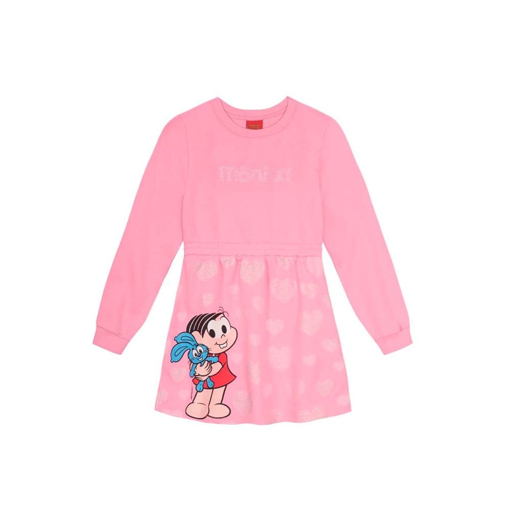Vestido infantil menina Turma da Mônica Brandili Rosa