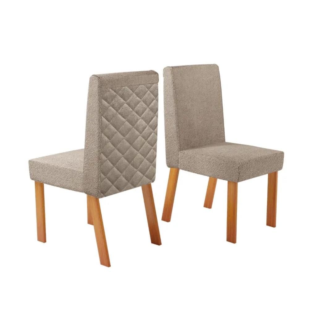 Kit 2 Cadeiras de Jantar Premium Rimini Bouclé Alpes Naturale e Cinza