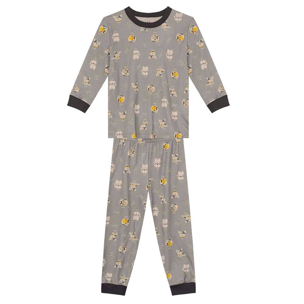 Pijama infantil menino de bichinhos Brandili Cinza