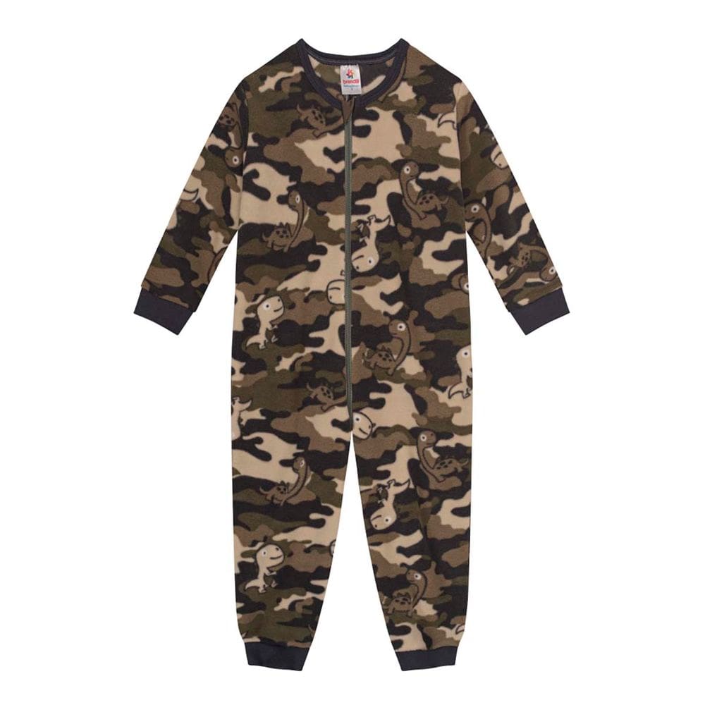 Macacão pijama infantil de dinossauro Brandili Verde