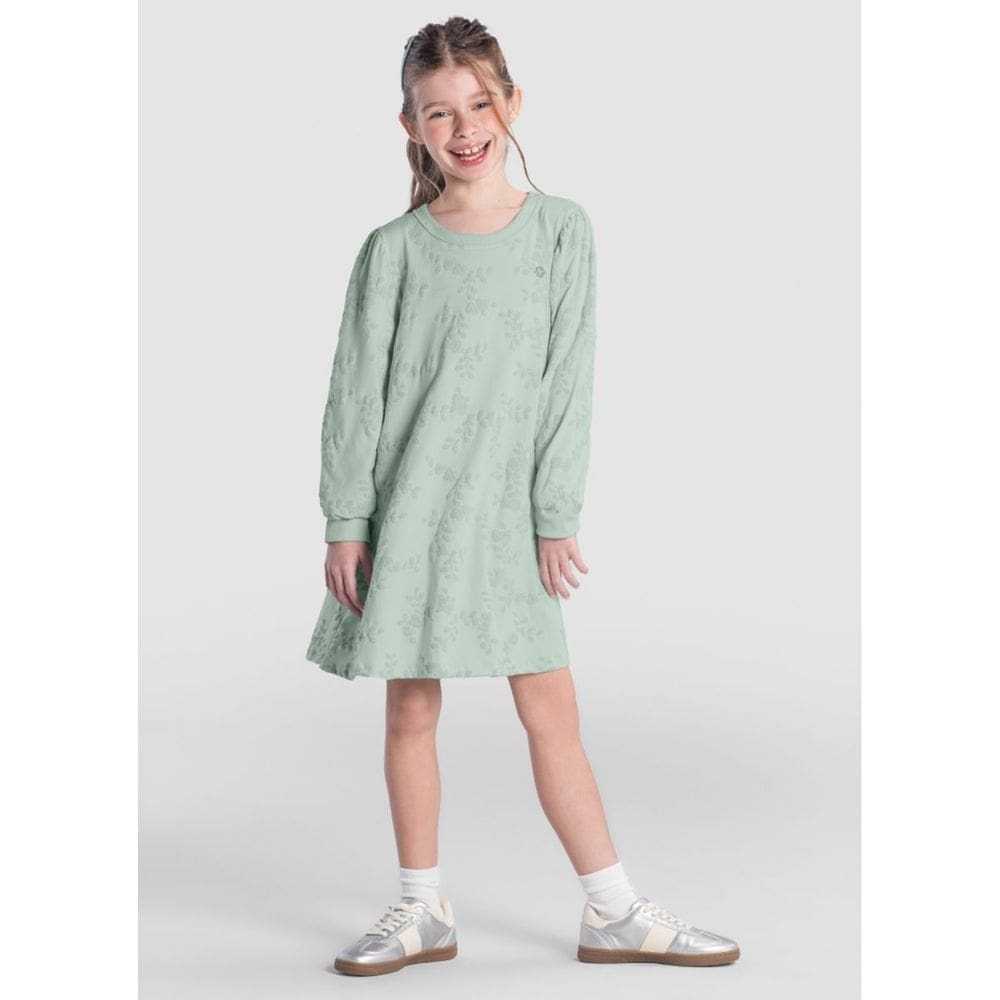 Vestido Infantil Menina Floral Verde Brandili