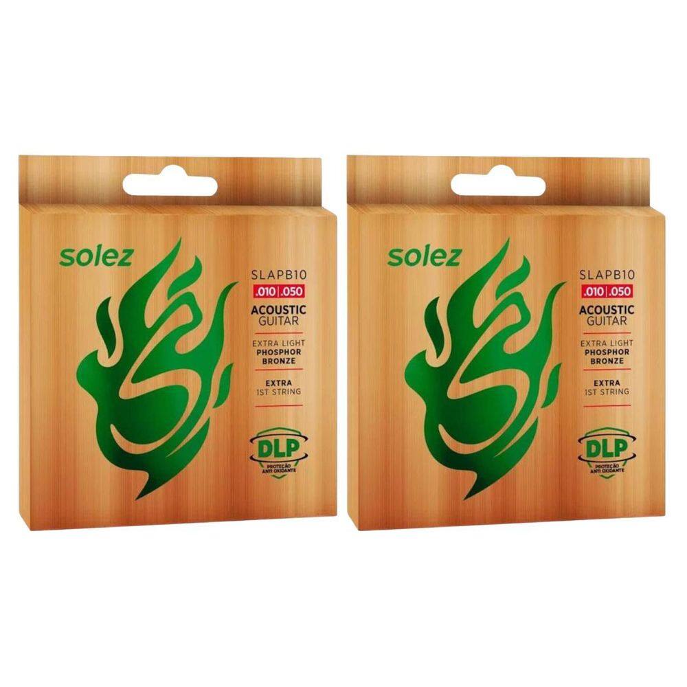 Kit 2 Encordoamento Violão Aço Solez .010 F. Bronze 80/20