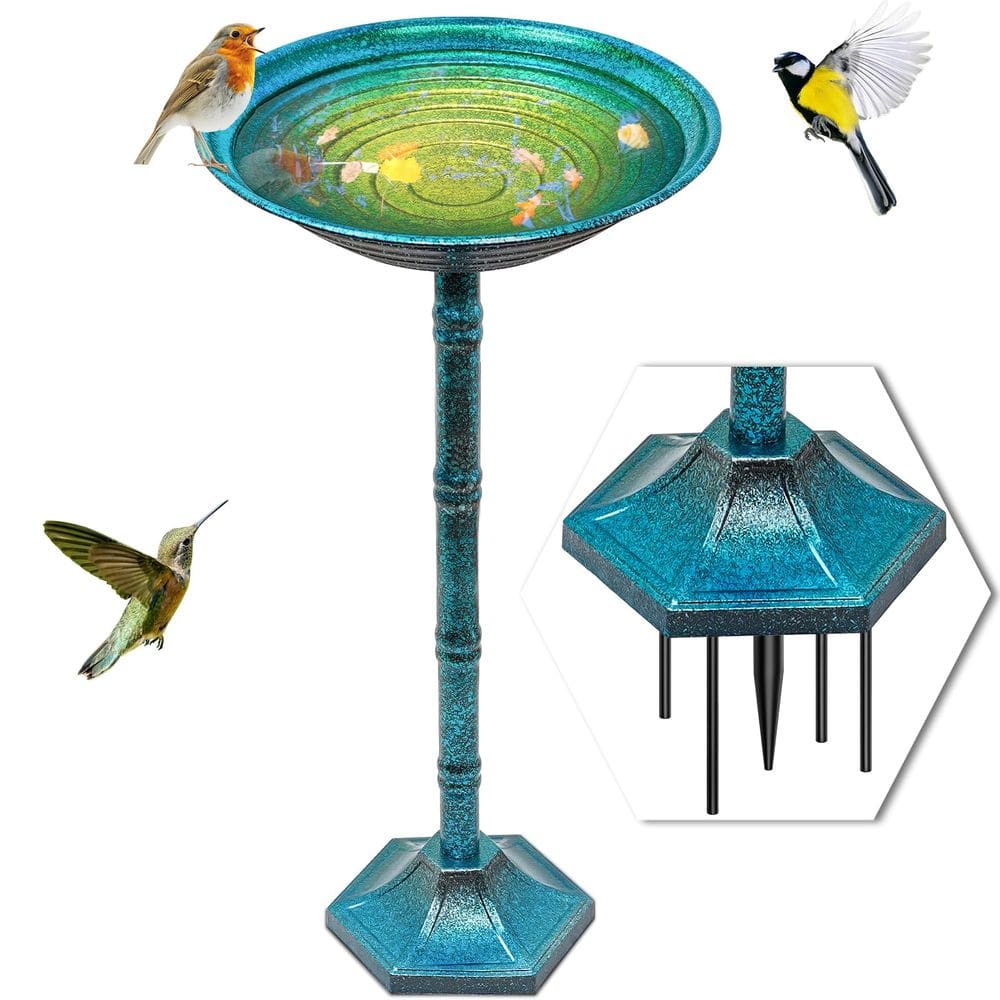Bird Bath Veyfolzin.st Metal para jardim externo azul
