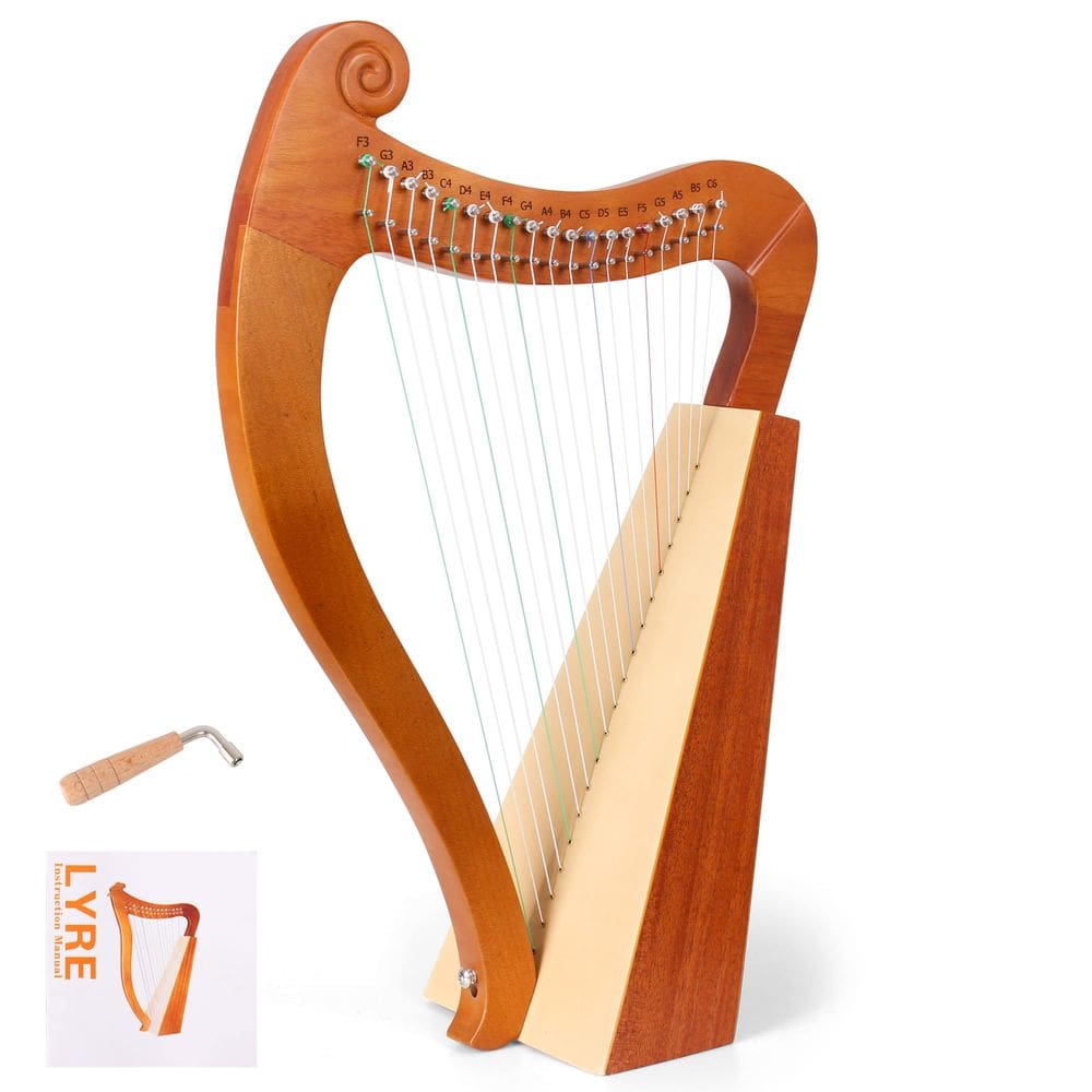 Lyre Harp LOMUTY de 19 cordas com chave de afinação Mahogany Resonance