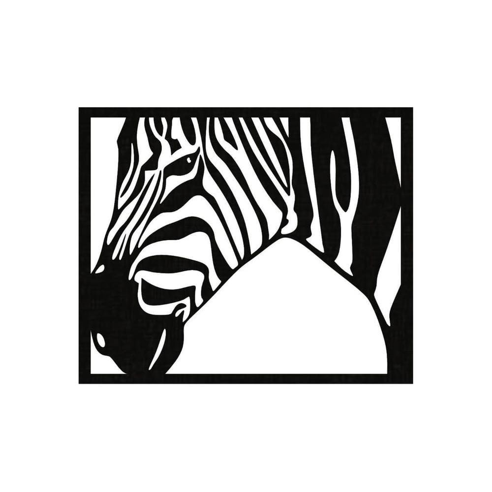 Quadro Decorativo Preto Mdf Zebra 40X20Cm