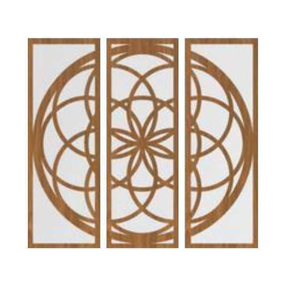 Quadro Decorativo Carvalho Mdf Mandala Linear 40X20Cm