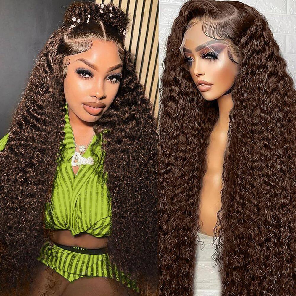 Perucas BIANFA, castanho chocolate, cabelo humano, 20 polegadas, renda frontal