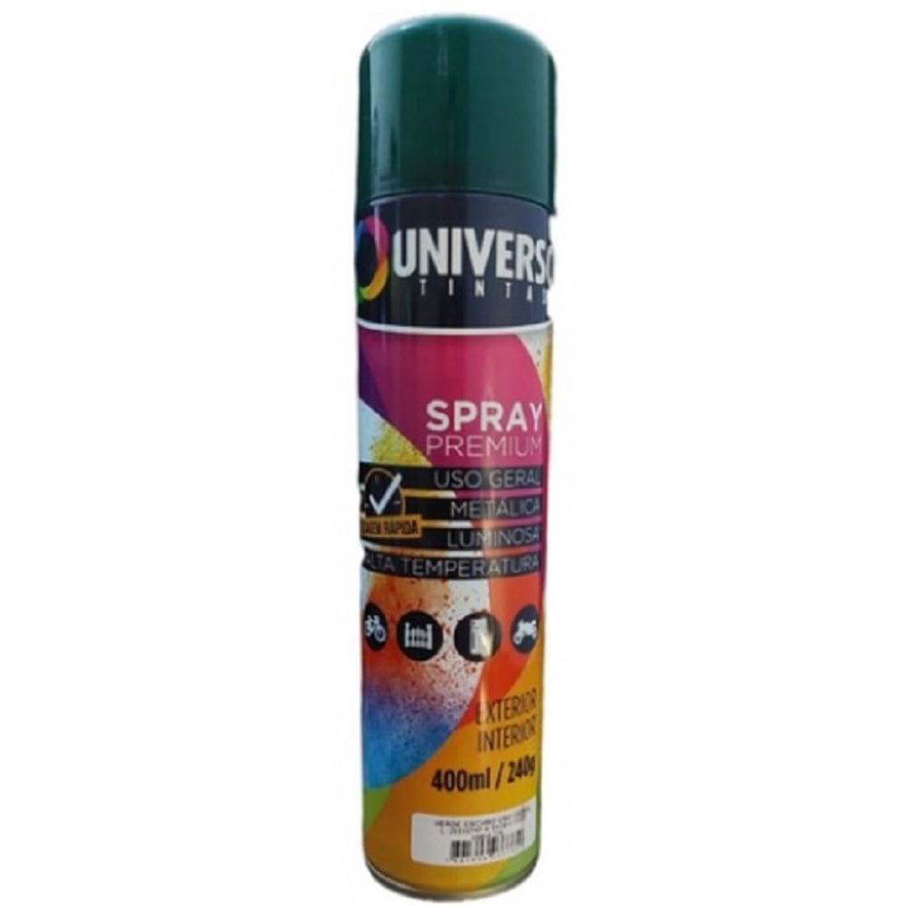 Tinta SPRAY USO Geral Verde Escuro Brilhante 400ML Universo