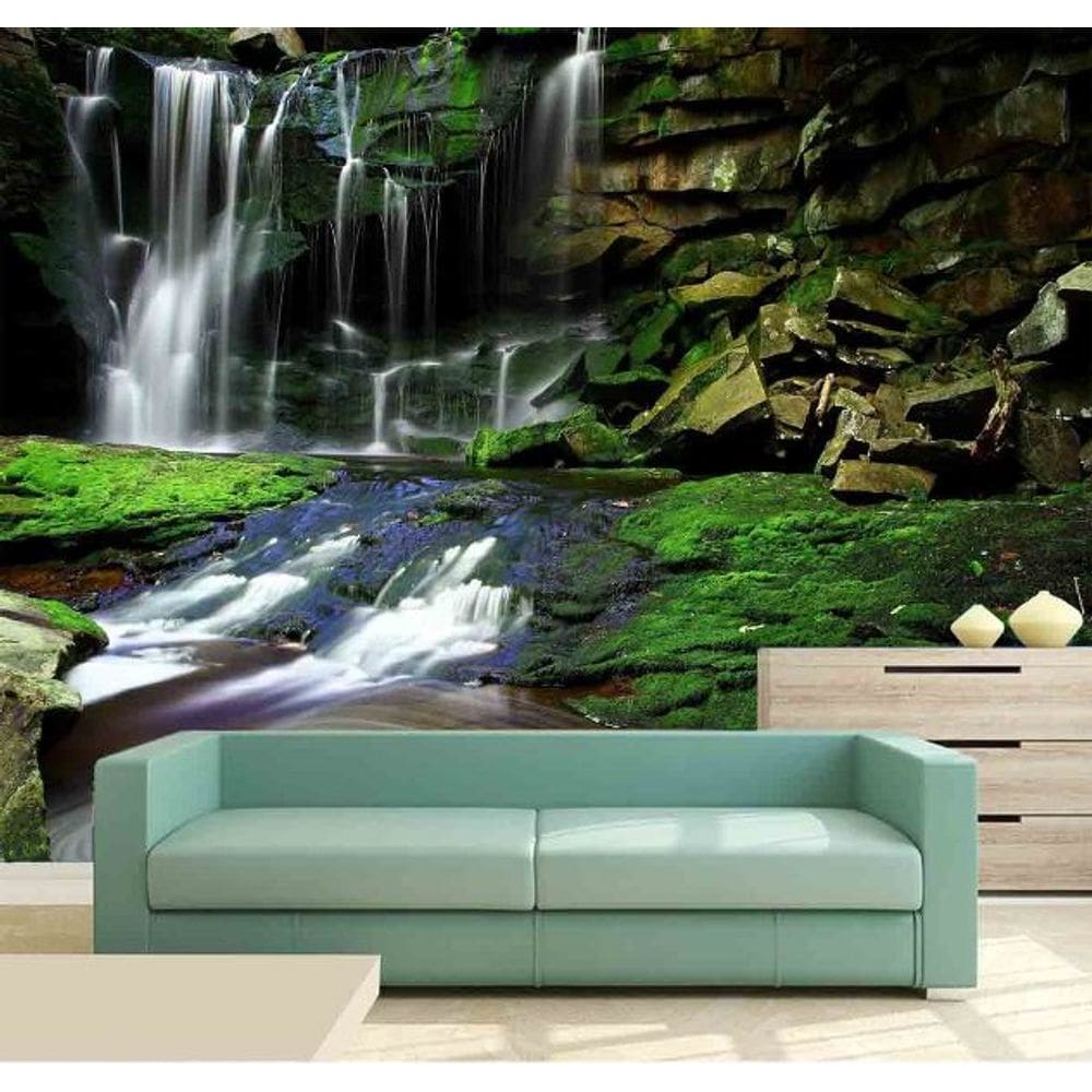 Papel Parede Painel Fotográfico Cachoeira 3D 3,75M² Na 055
