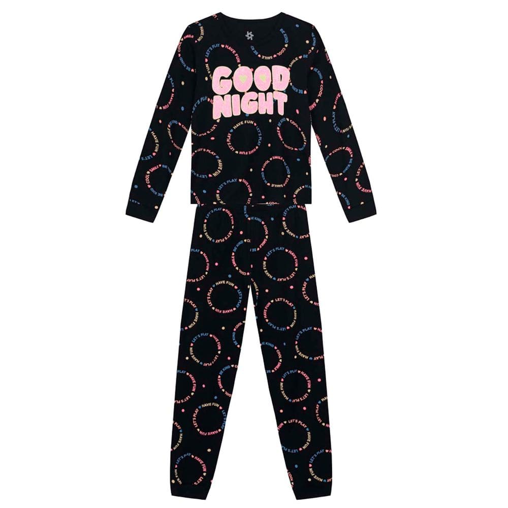Pijama brilha no escuro infantil menina Brandili  Preto