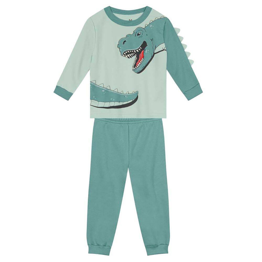Pijama infantil dinossauro brilha no escuro Brandili Verde