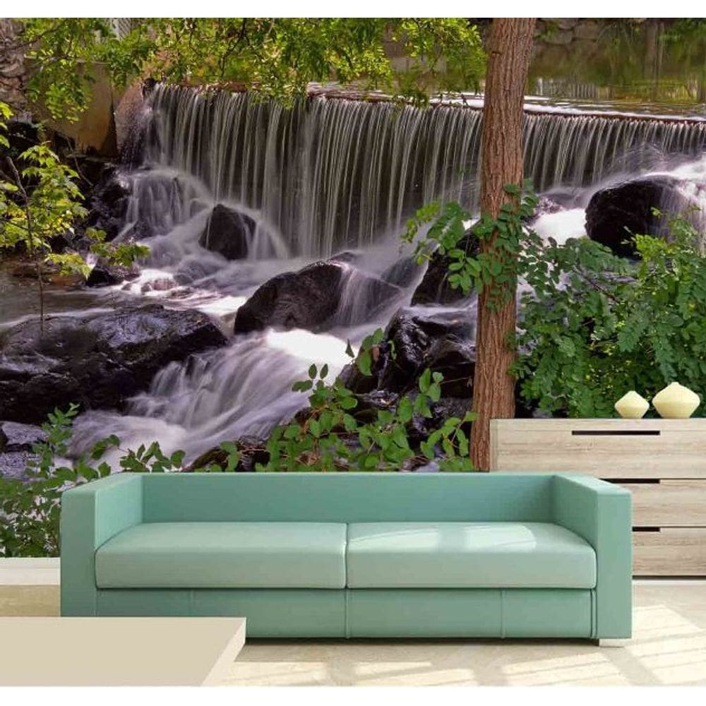 Papel Parede Painel Fotográfico Cachoeira 3D 3,75M² Na 030