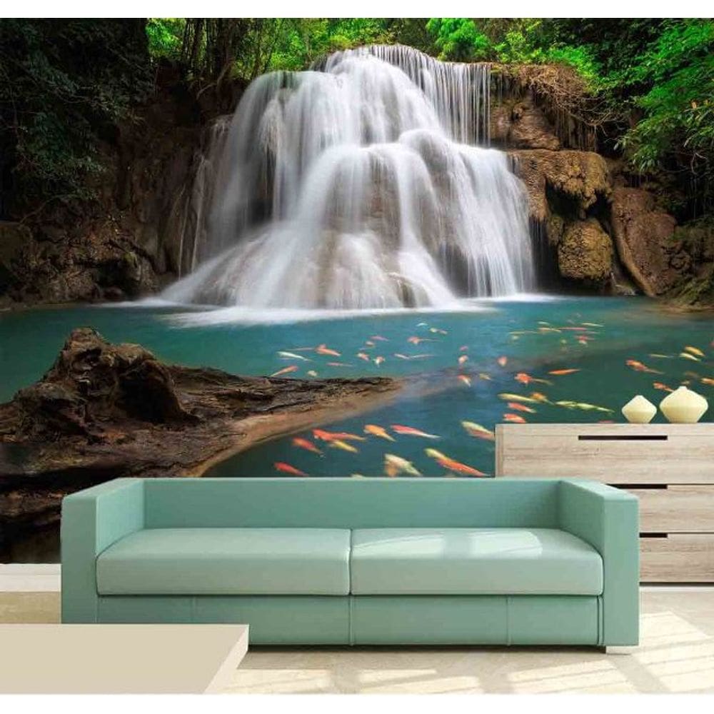 Papel Parede Painel Fotográfico Cachoeira 3D 3,75M² Na 036
