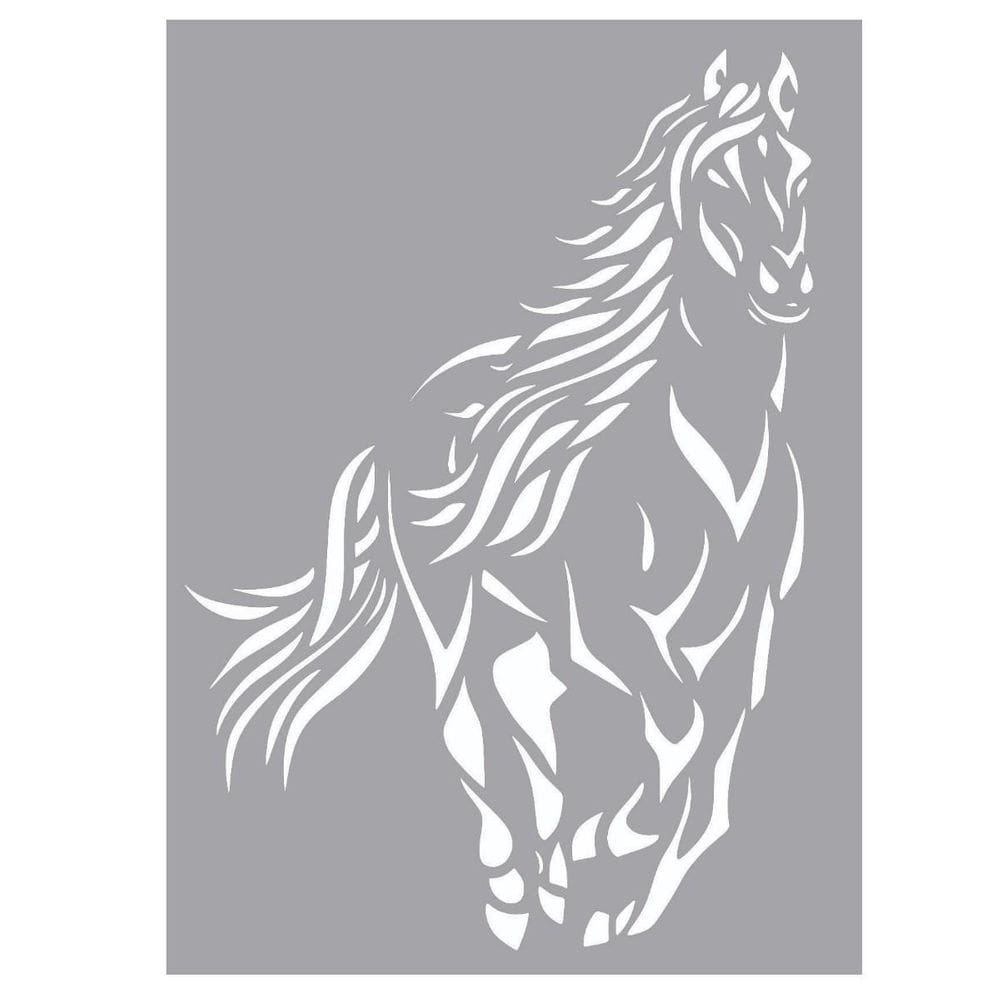 Quadro Decorativo Cinza Mdf Cavalo 40X20Cm