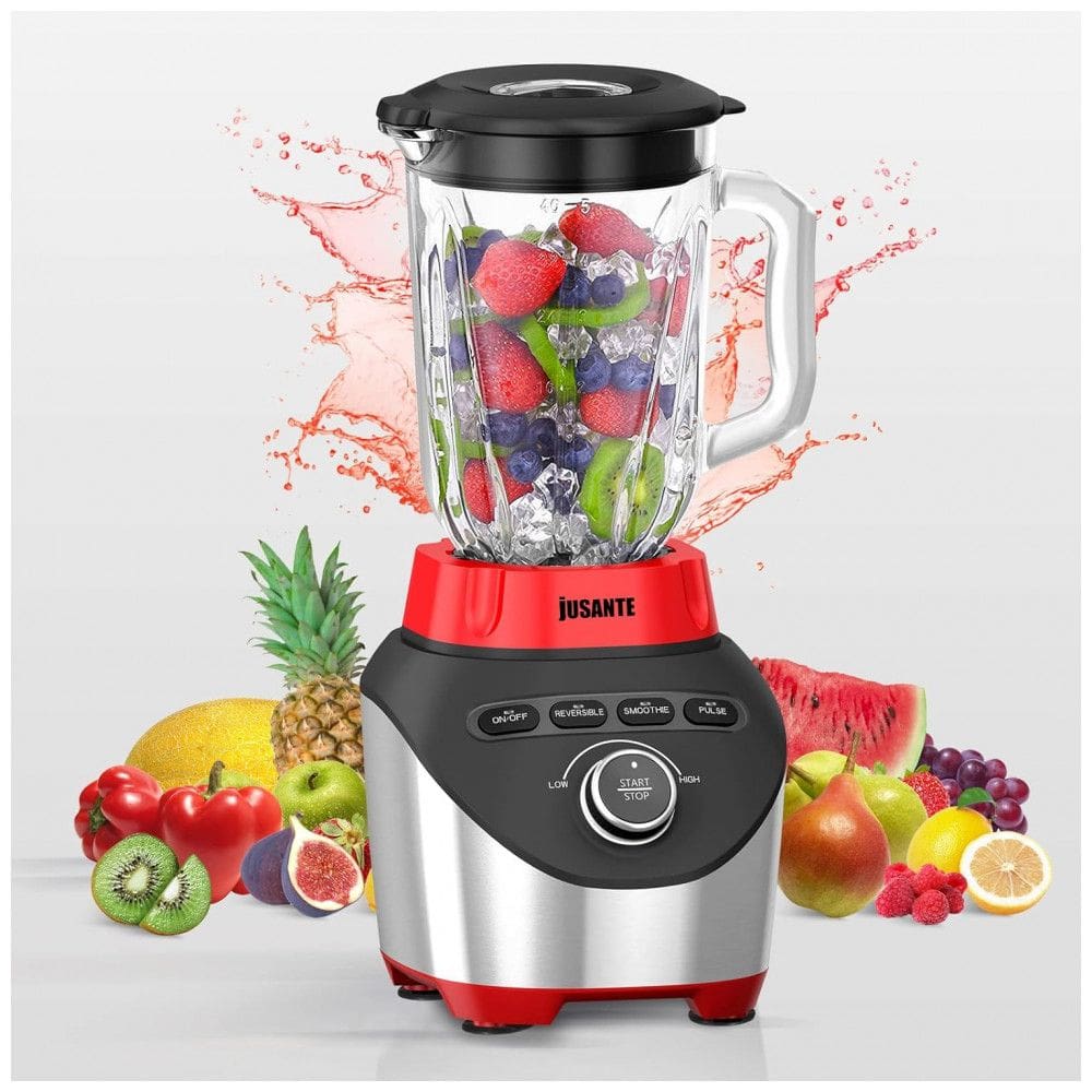 Liquidificador de Bancada 1,8 Litros de Capacidade com Alta Velocidade, 1200W, 110v, JUSANTE, Vermelho