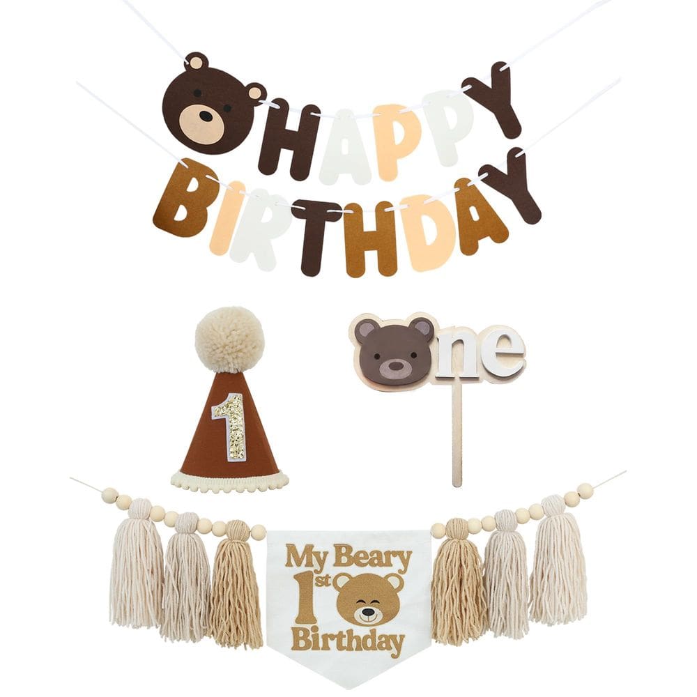 Kit de festa de aniversário DCJHFJ Bear 1st Theme High Chair Decor