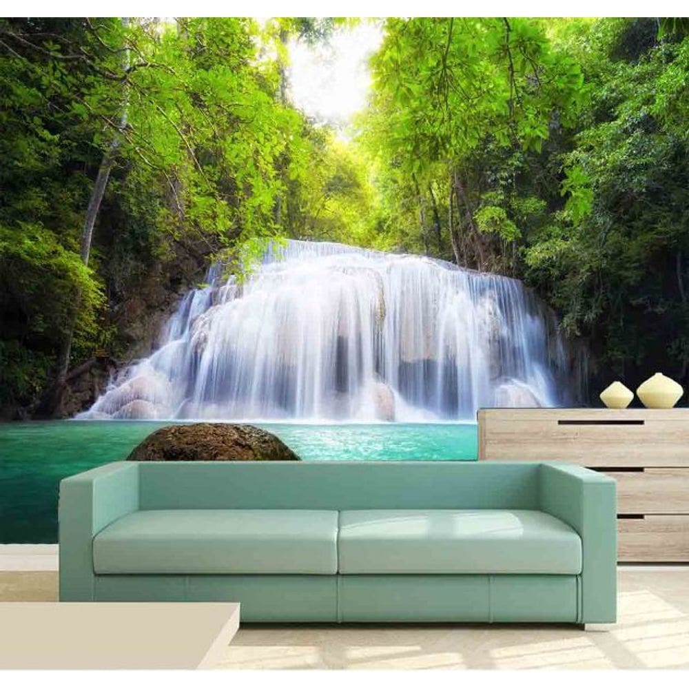 Papel Parede Painel Fotográfico Cachoeira 3D 3,75M² Na 083