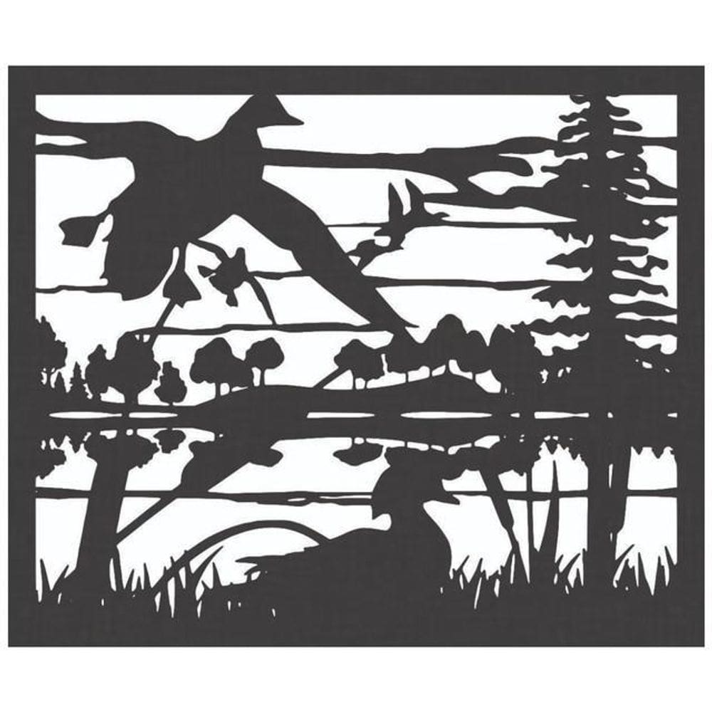 Quadro Decorativo Preto Mdf Patos Selvagens 40X20Cm