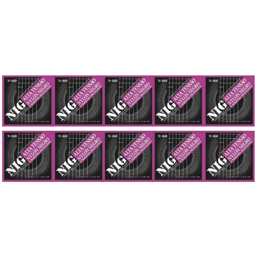 Kit 10 Encordoamento Violão Nylon Nig Tensão Alta N460