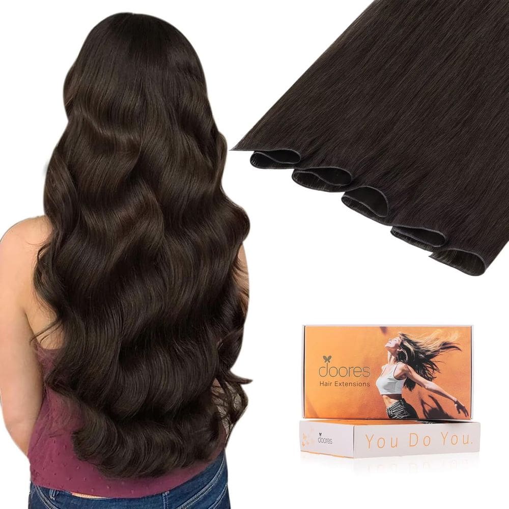 Extensões de cabelo DOORES Hand Tied Weft Human Hair 22cm 60g
