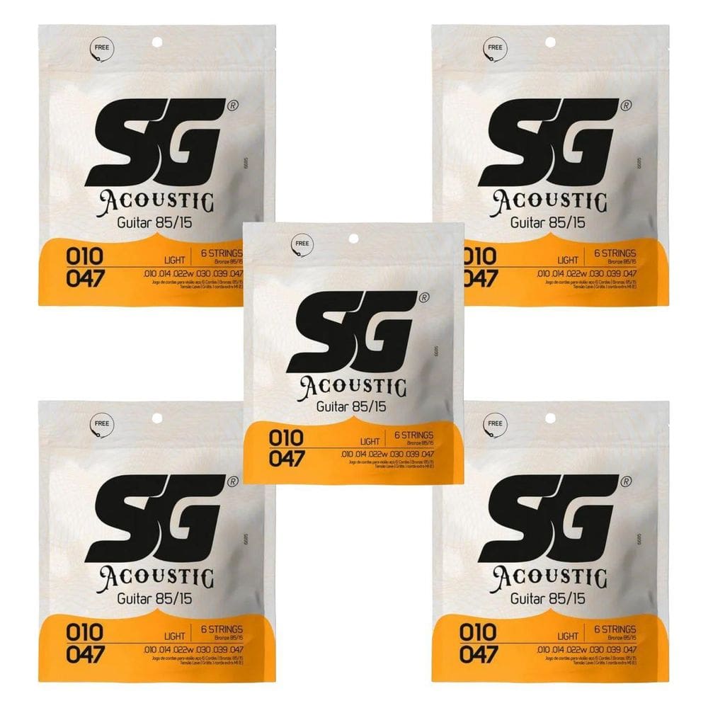 Kit 5 Encordoamento Violão Aço 010 Bronze 85 15 Sg 010 047