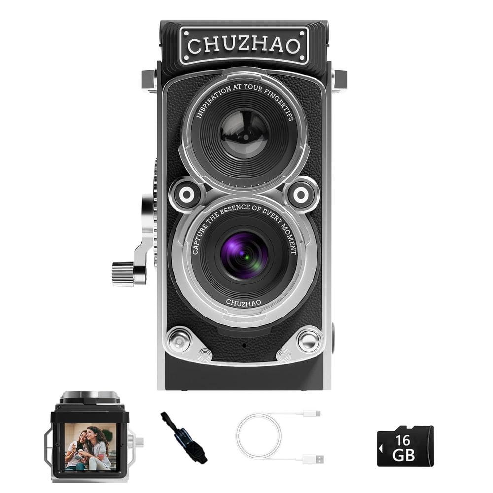 Câmera CHUZHAO Vintage Mini Digital 12 MP 1080P FHD preta