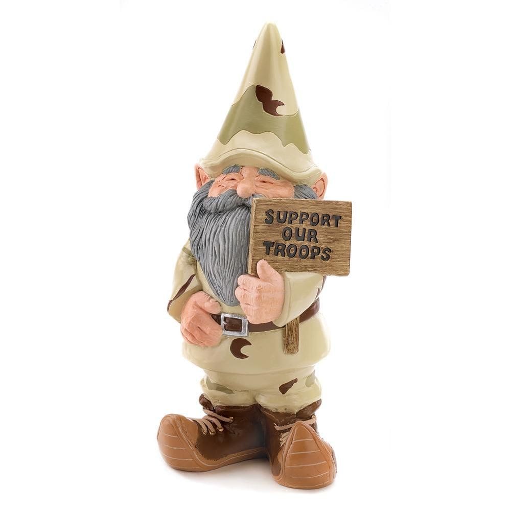 Garden Statue Accent Plus apoie nossas tropas Gnome USA