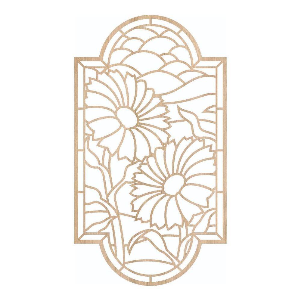 Quadro Decorativo Mdf Marfim Girassóis 40X20Cm