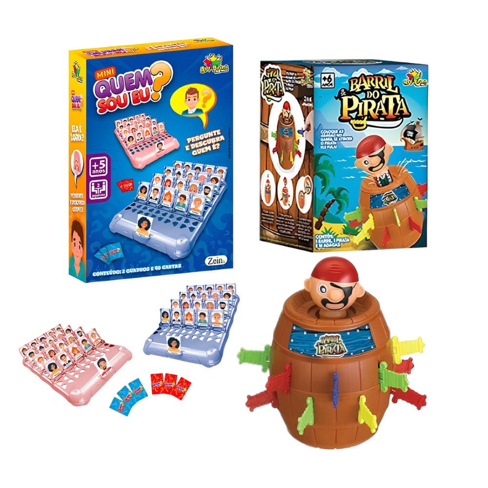 Jogo Quem Sou Eu + Jogo Pula Pirata Barril do Pirata Brinquedo