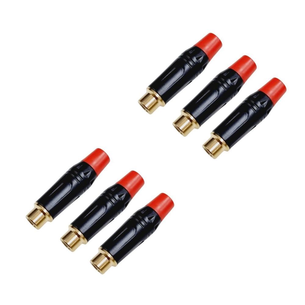 Kit 6 Plug Rca Fêmea  Preto Dourado Mxt