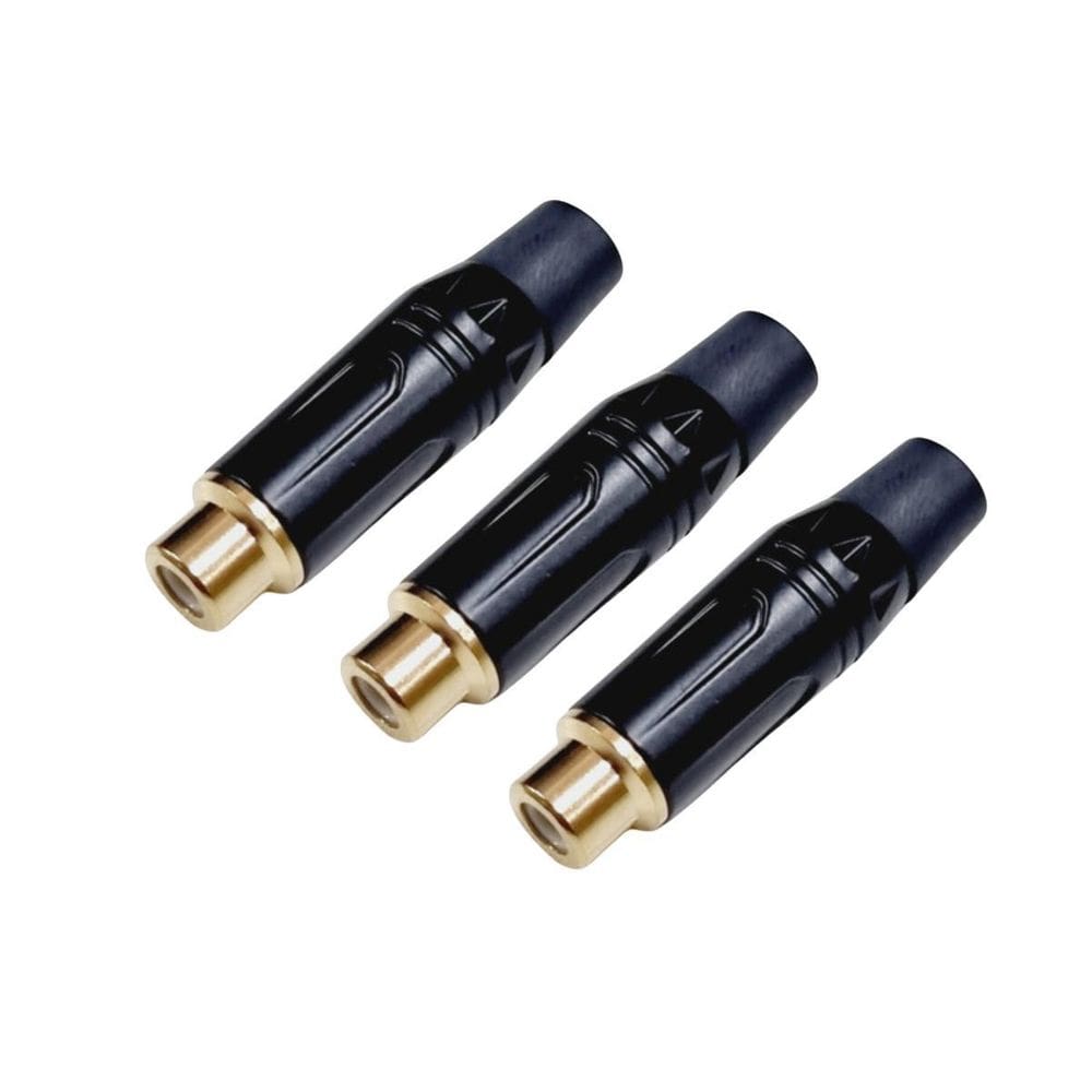 Kit 3 Plug Rca Fêmea  Preto Dourado Preto Mxt