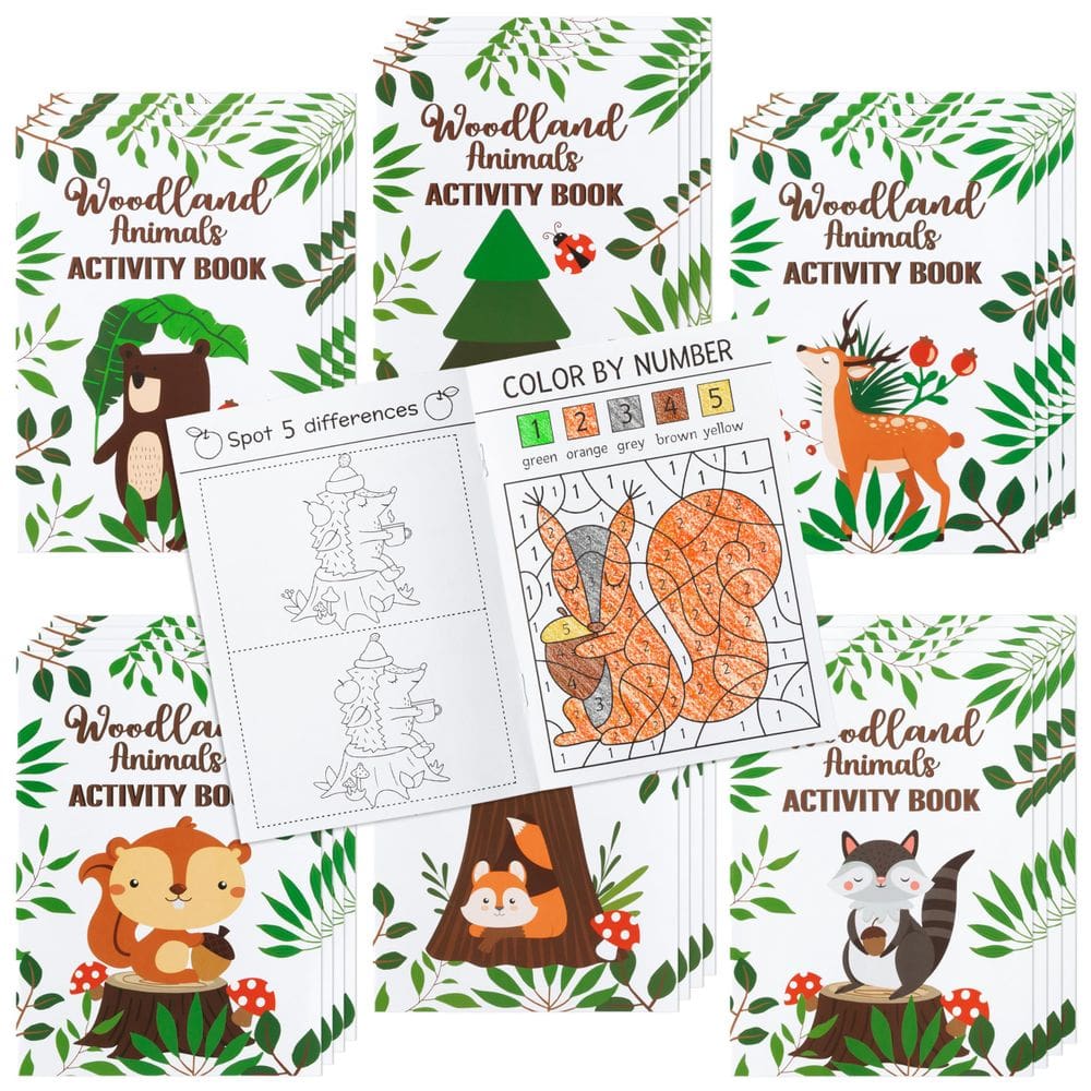 Livros de atividades Dvbonike Woodland Animals Kids 24 unidades