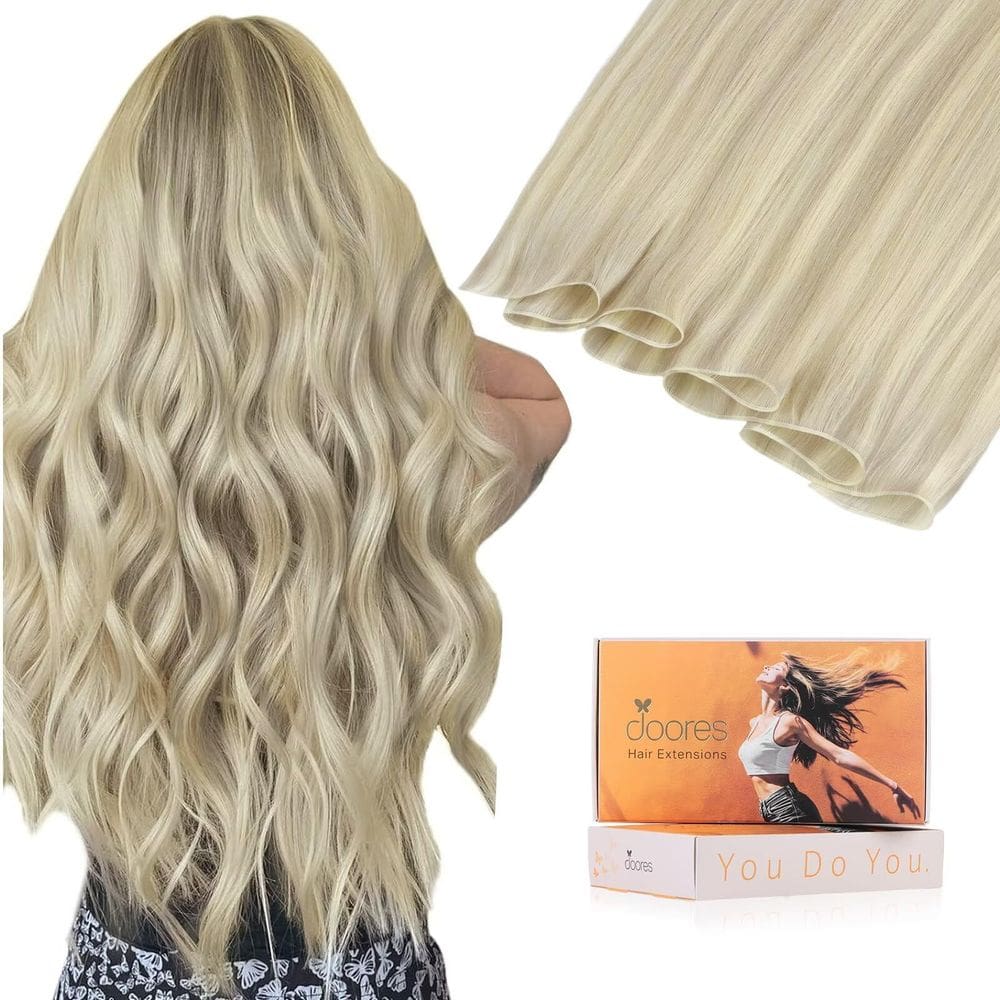 Extensões de cabelo DOORES Sew in Real Human Hair 18 cm, loiro acinzentado