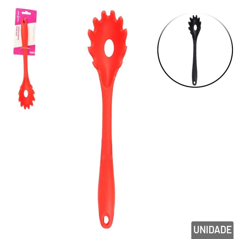 Colher de Silicone 28,5cm Macarrão Color - Tudo em Caixa