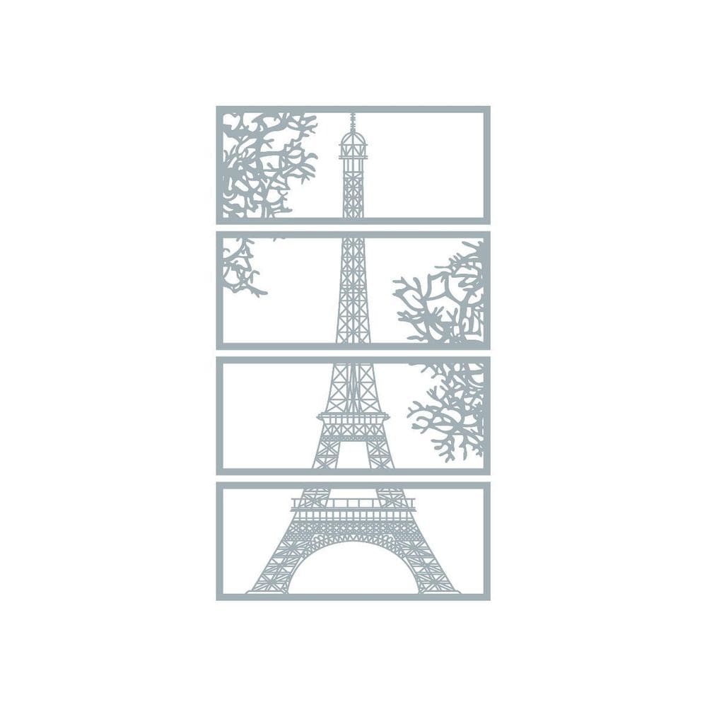 Quadro Decorativo Cinza Mdf Decorativo Torre Eiffel 40X20Cm