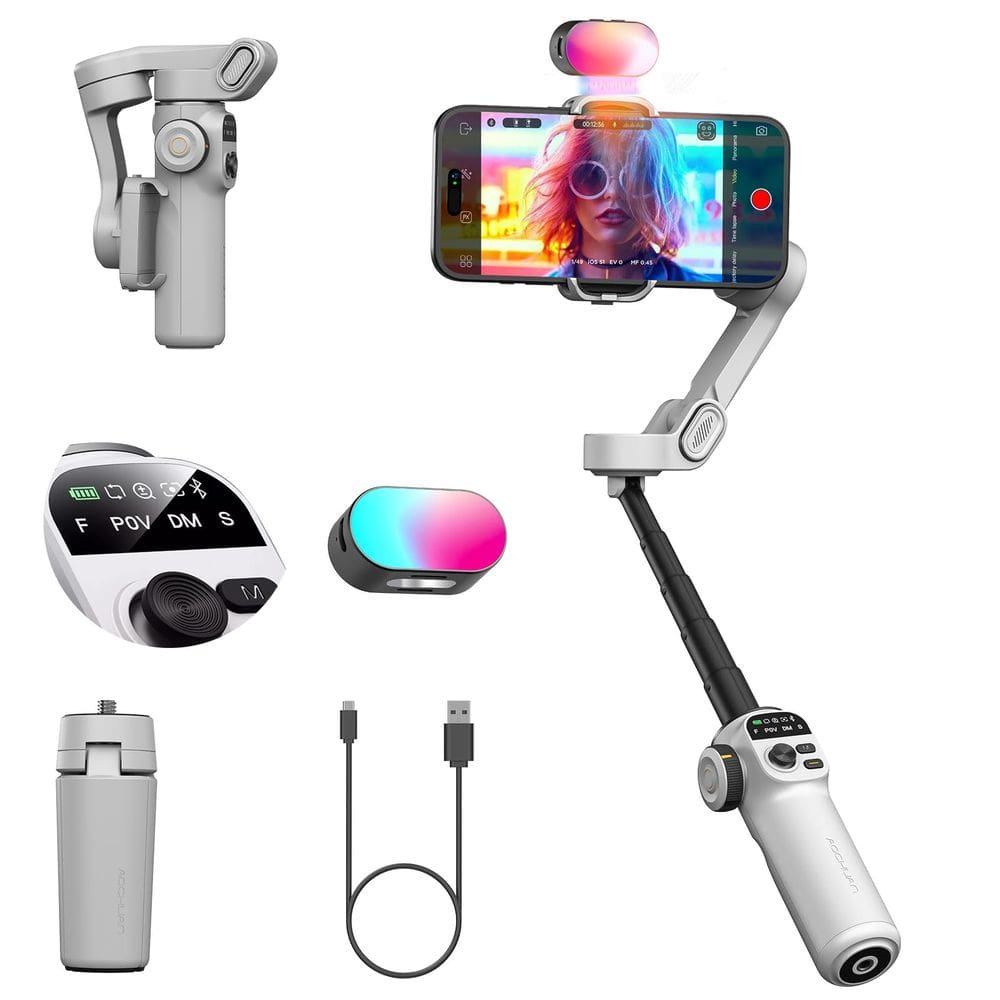 Estabilizador de cardan AOCHUAN Smart X2 para smartphone com luz RGB
