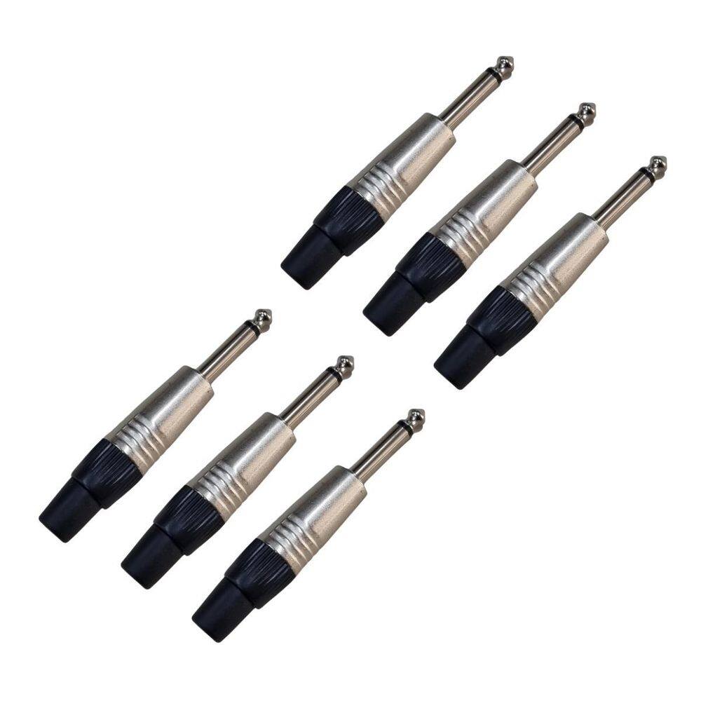 Kit 6 Plug P10 Macho Mono Cp020 Prata  Dreamer