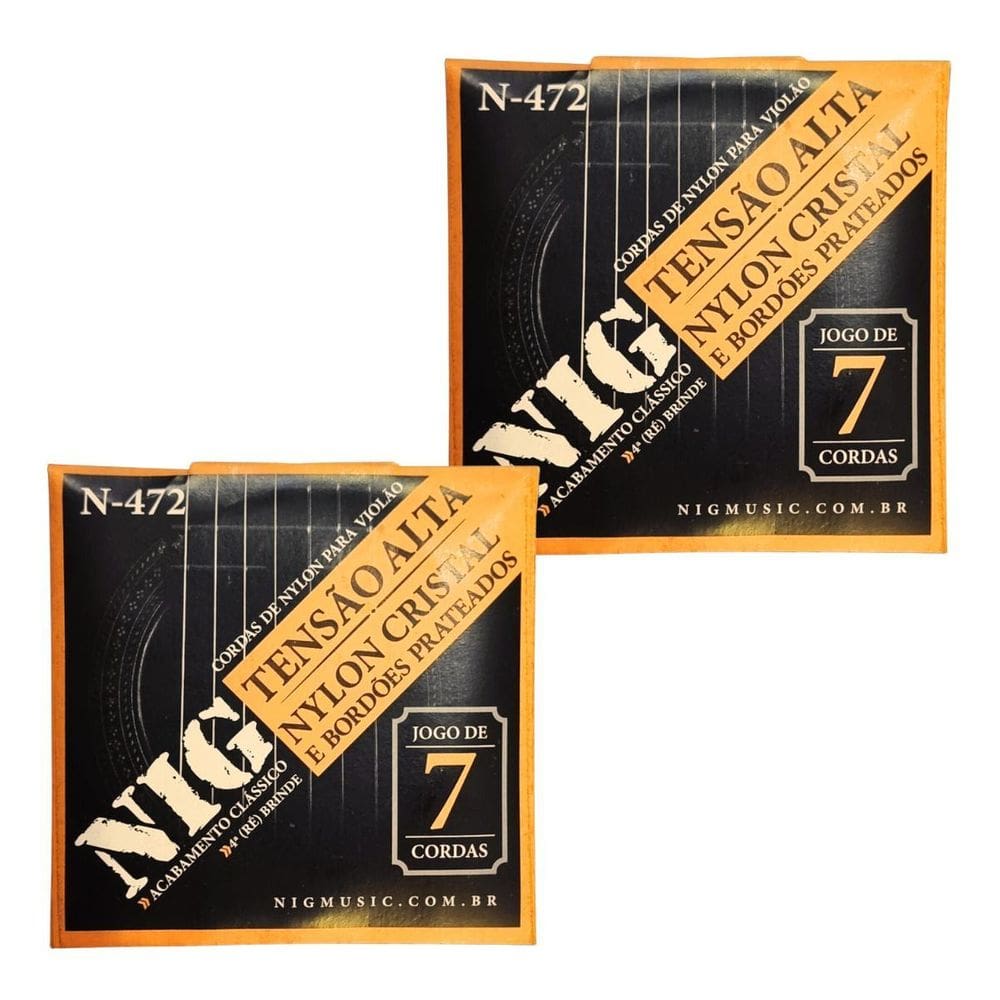 Kit 2 Encordoamento Violão Nylon 7 Cordas Cristal N472 Nig
