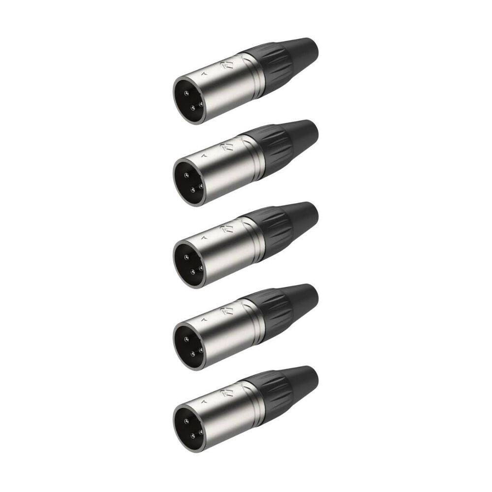 Kit 5 Plug Xlr Macho Metal  3 Vias Roxtone