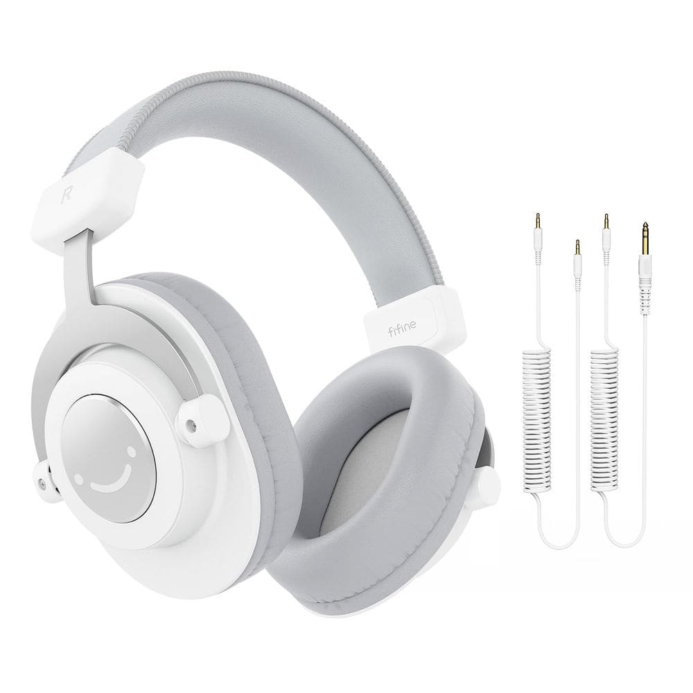 Fones de ouvido com monitor de estúdio FIFINE H8 com fio brancos