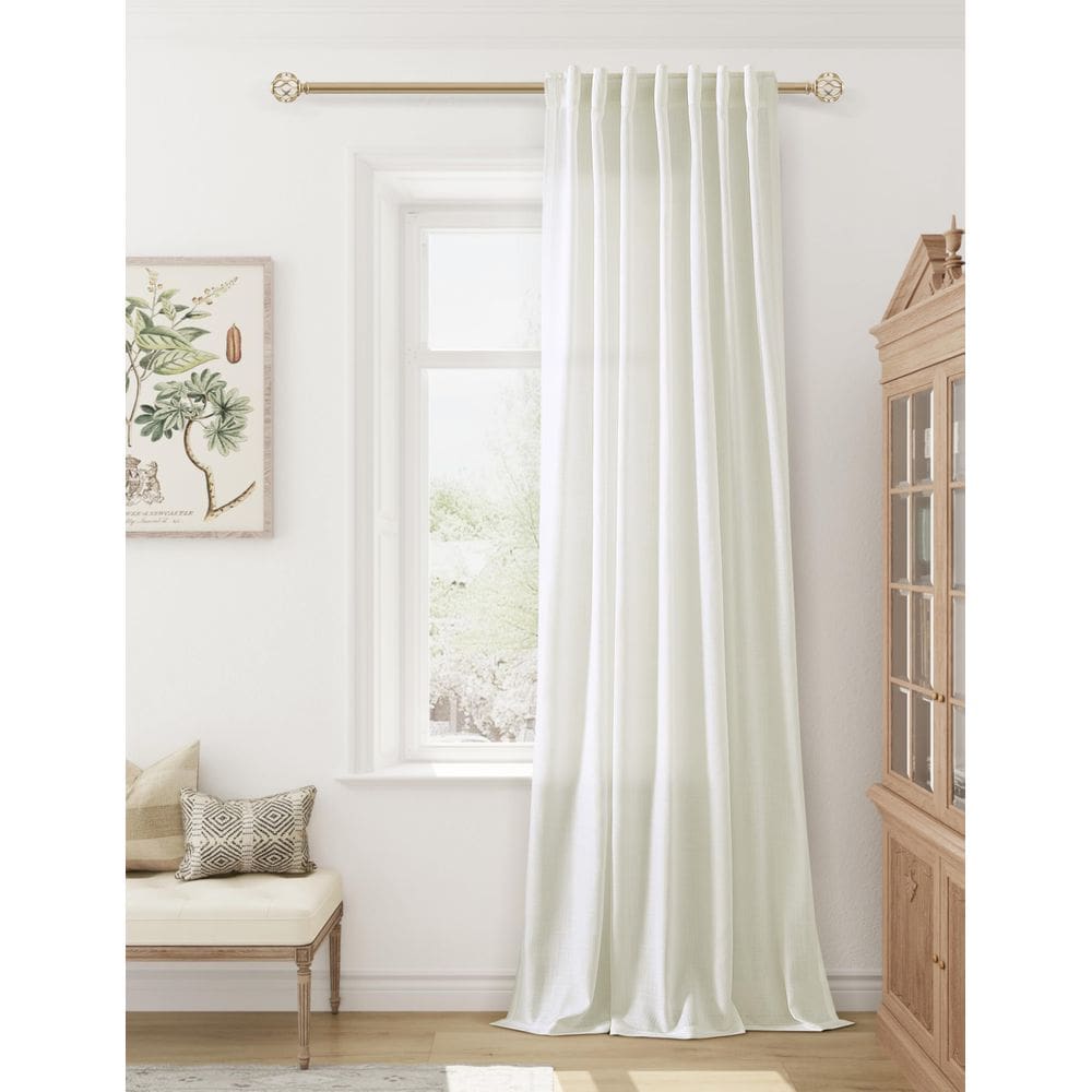 Cortinas Guken Ivory Linen, 335 cm de comprimento, 1 painel para sala de estar