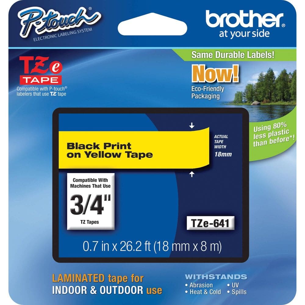 Fita de etiqueta Brother Genuine P-Touch TZE-641 8m preta/amarela