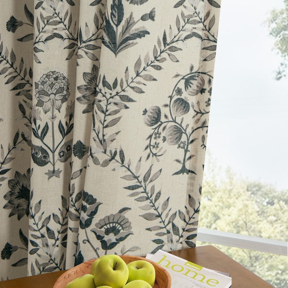 Cortinas, dois painéis, linho floral, 260 cm de comprimento, sala de estar