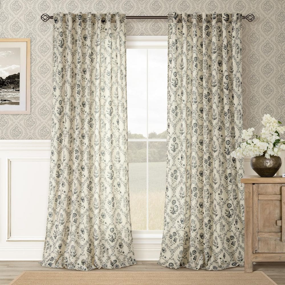 Cortinas TWOPANELS Floral Linen 229x229cm para sala de estar