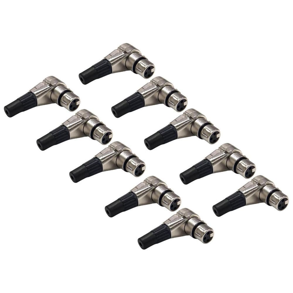 Kit 10 Plug Xlr Fêmea 90º Metal  Níquel Mxt