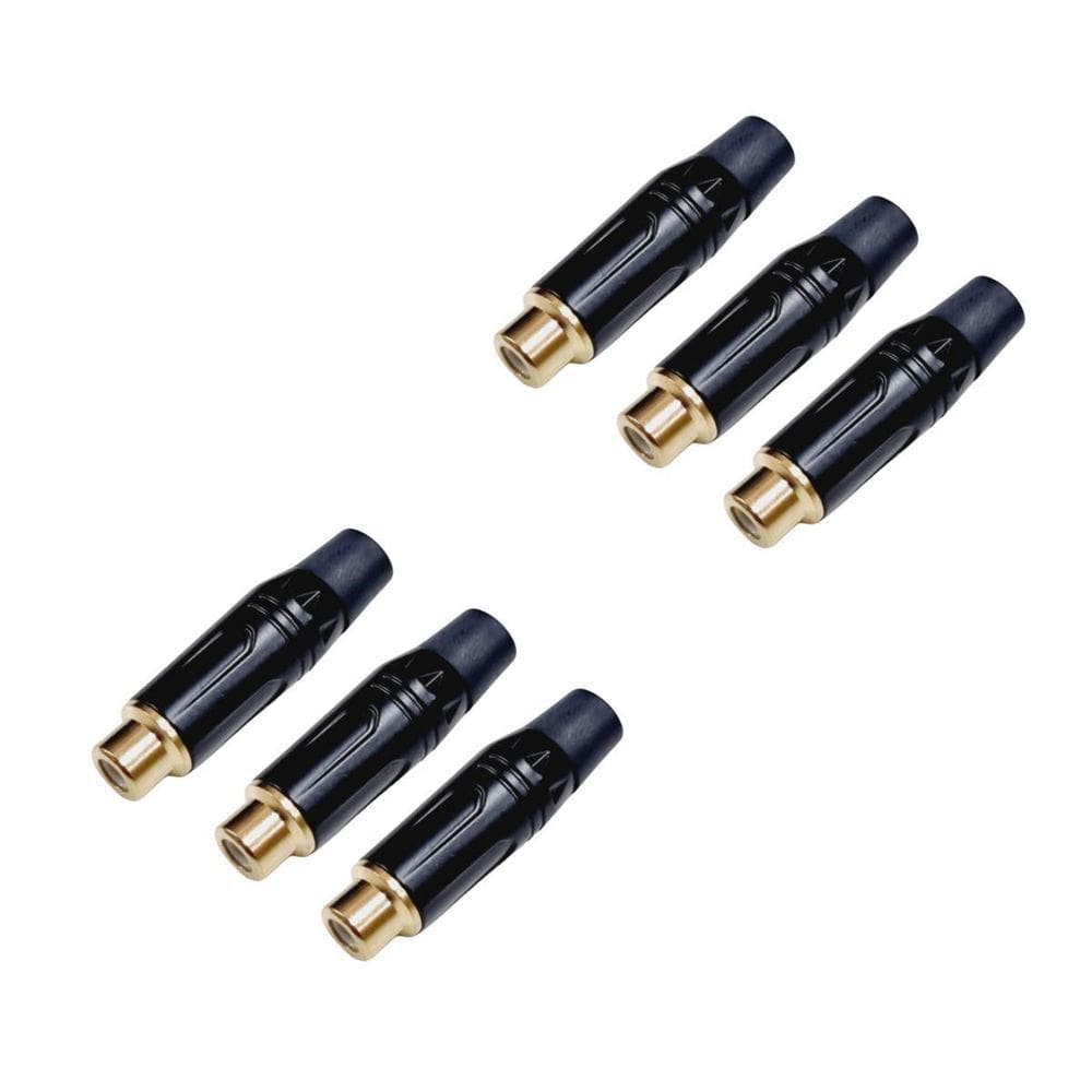 Kit 6 Plug Rca Fêmea  Preto Dourado Preto Mxt