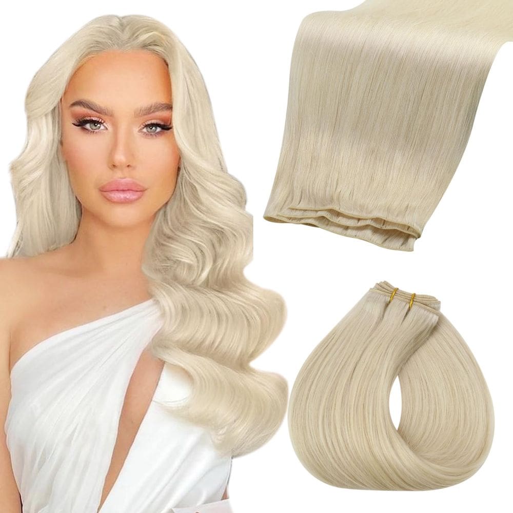 Extensões de cabelo Fshine Genius Weft Platinum Blonde 60cm 60g