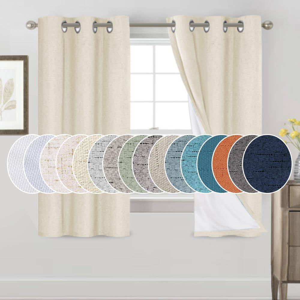 Cortinas PrinceDeco 100% Blackout Linen com isolamento térmico